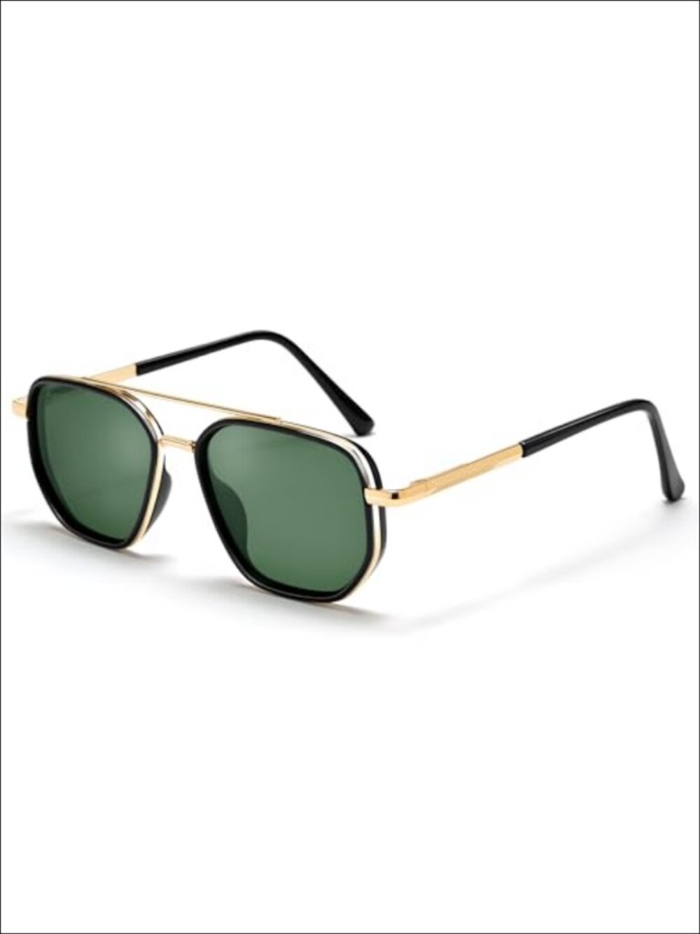 Polarized Square Aviator Sunglasses Retro Metal Full Frame UV400 Unisex